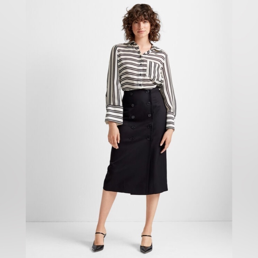 Club Monaco Black Button-Front Pencil Skirt, Size 6